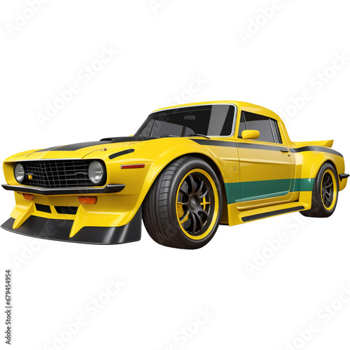 Realistic yellow car