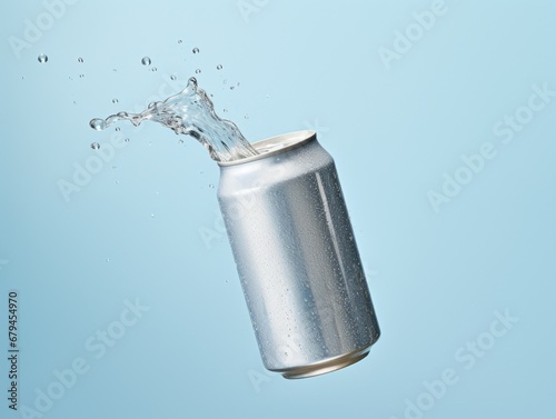 product mockup of a soda can with water splash photography