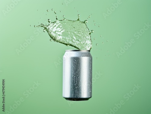 product mockup of a soda can with water splash photography