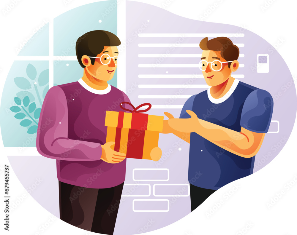 Give a gift box to a friend
