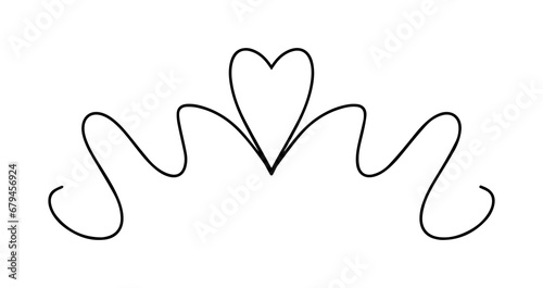 vector illustration. Heart drawing one line pattern.