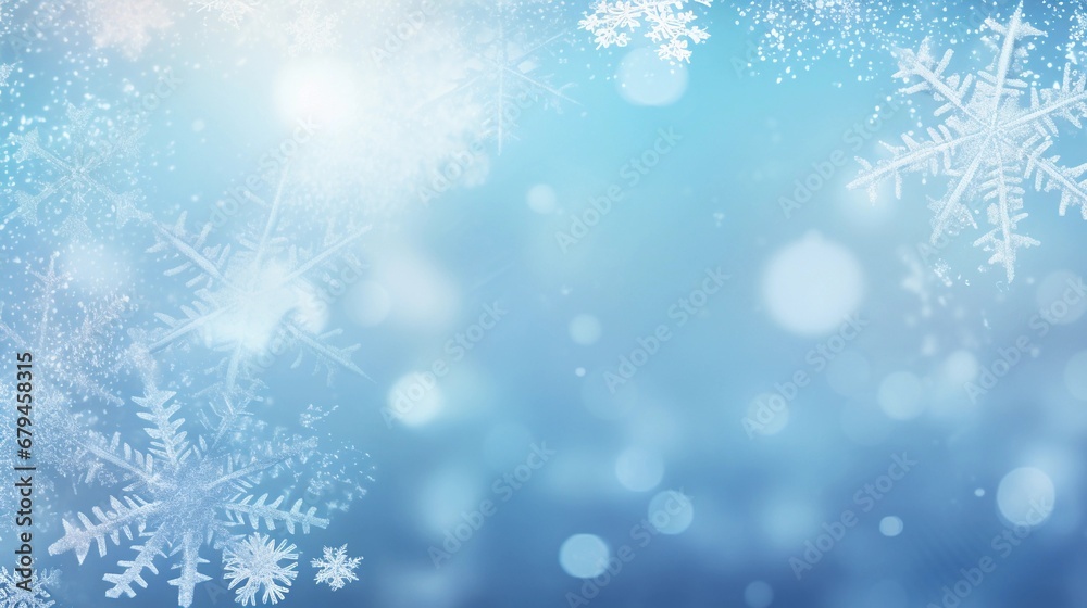 Winter background snowflakes frame art with space for text, background image, AI generated Winter background snowflakes frame art with space for text, background image, AI generated