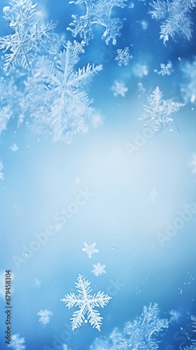 Winter background snowflakes frame art with space for text, background image, AI generated