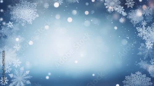 Winter background snowflakes frame art with space for text, background image, AI generated © Hifzhan Graphics