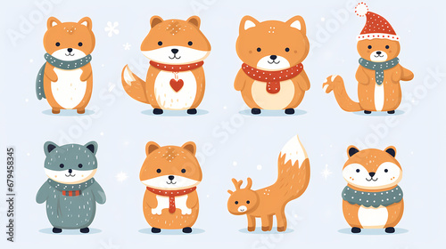 Christmas stickers on transparent background, Christmas, holiday decoration material, vector illustration