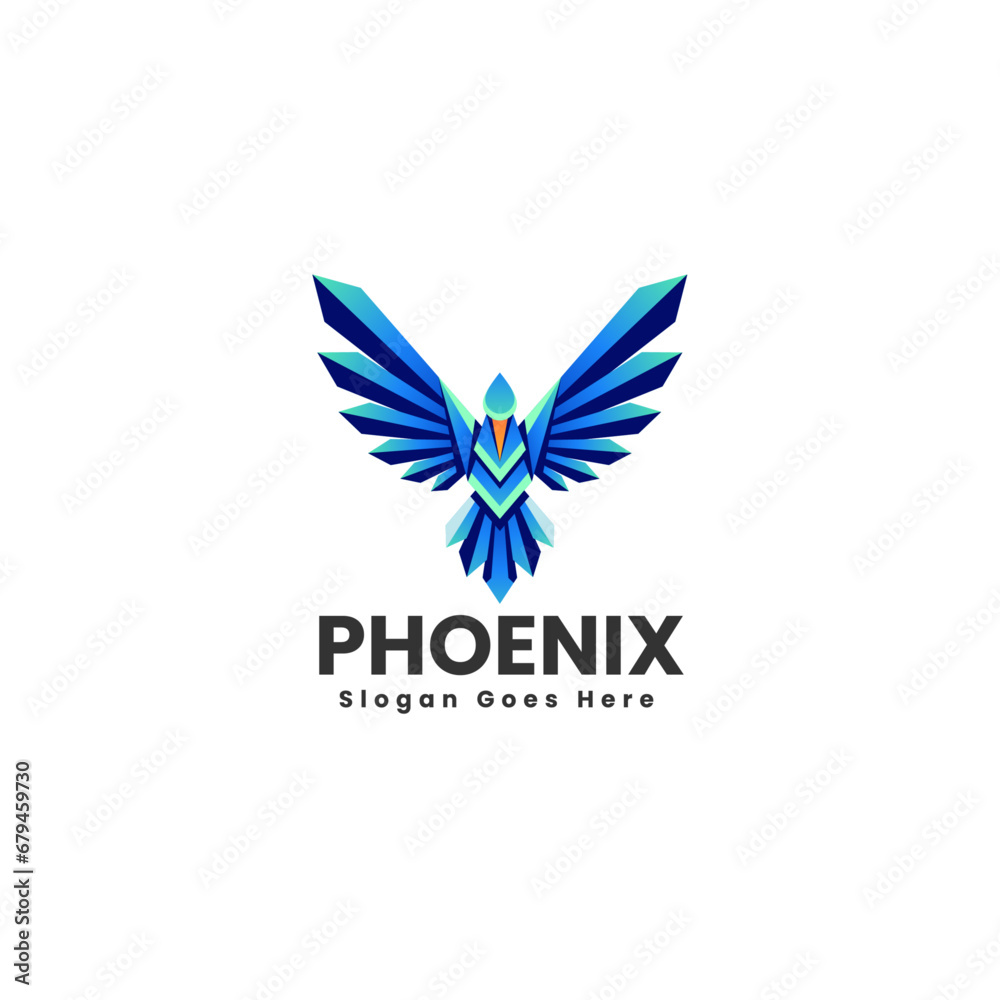 Vector Logo Illustration Phoenix Gradient Colorful Style