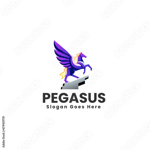 Vector Logo Illustration Pegasus Gradient Colorful Style