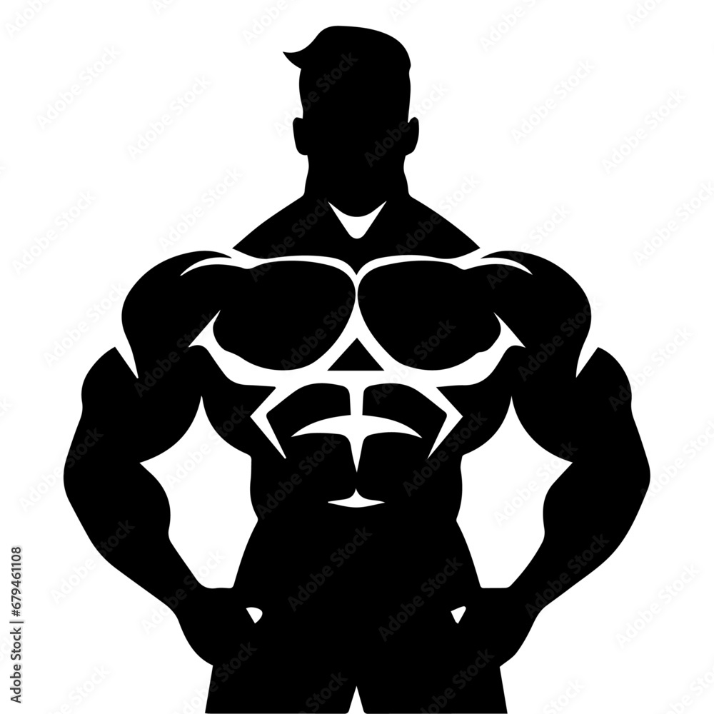 Strong Human Body Builder Silhouette, Muscle, vector, logo illustration Strong Human Body Builder Silhouette, Muscle, vector, logo illustration