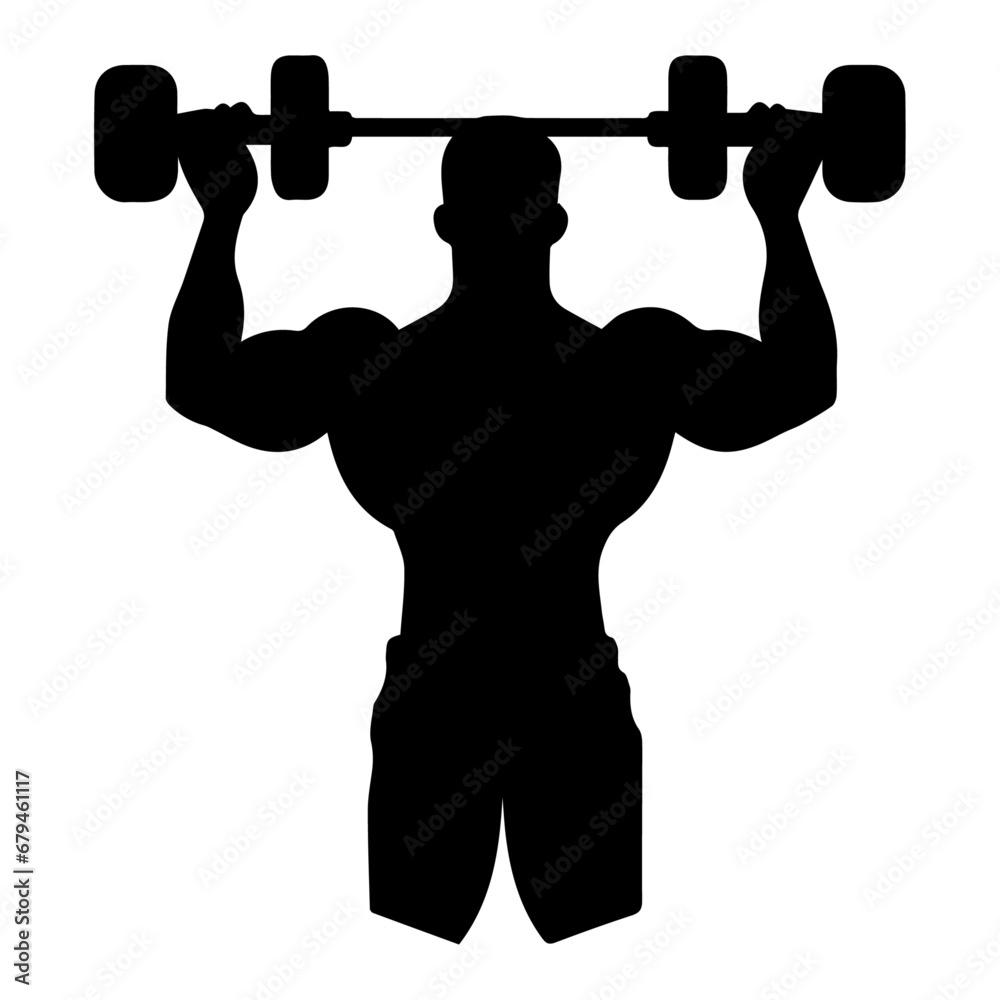 Strong Human Body Builder Silhouette, Muscle, vector, logo illustration