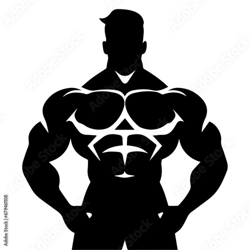 Strong Human Body Builder Silhouette, Muscle, vector, logo illustration