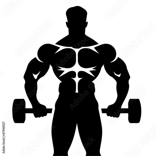 Strong Human Body Builder Silhouette, Muscle, vector, logo illustration