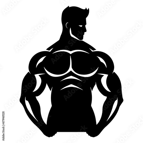 Strong Human Body Builder Silhouette, Muscle, vector, logo illustration
