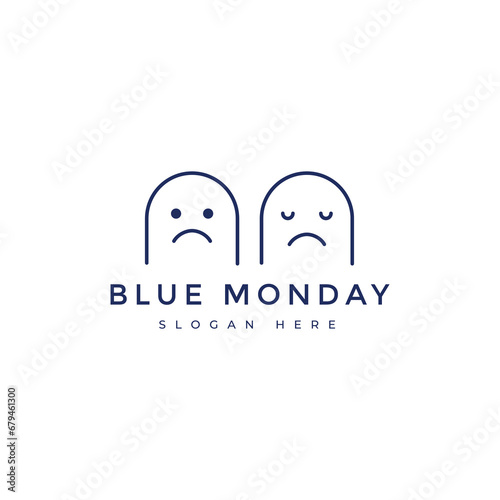 blue monday depressed sad day logo design vector graphic
