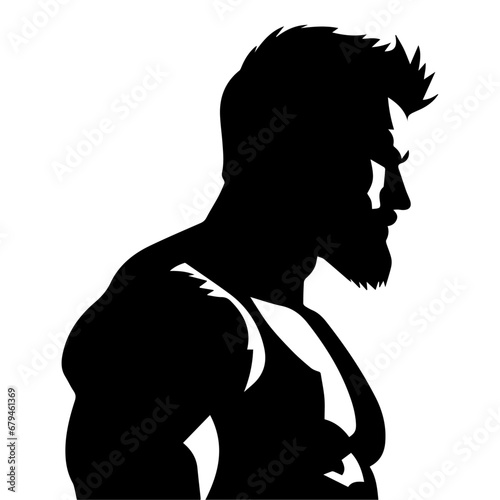 A Strong man vector silhouette illustration black color, a hard man, power man, vector, hulk man