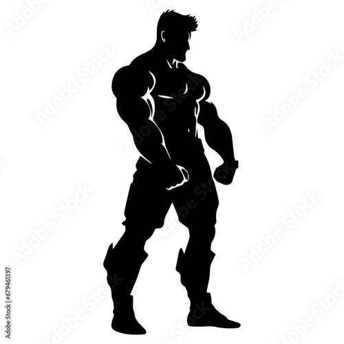A Strong man vector silhouette illustration black color, a hard man, power man, vector, hulk man