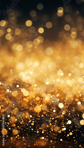 キラキラと輝く金色の光の玉ボケ AI画像