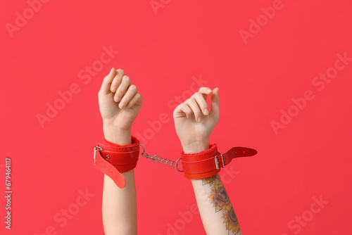 Female hands in handcuffs f...