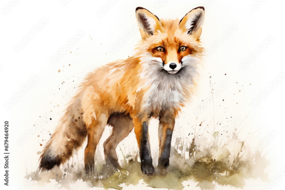 Fototapeta premium watercolor Fox Hand painted Watercolor illustration of Fox
