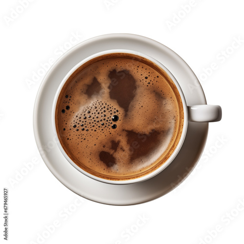Top view cup of cofee isolated transparent, Generative Ai © aiartist