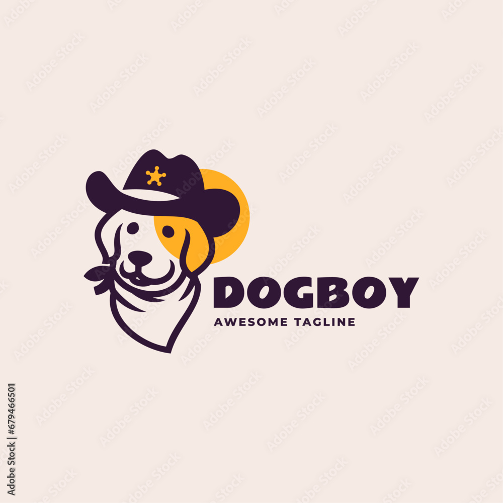 Fototapeta premium Vector Logo Illustration Dog Line Art Style.
