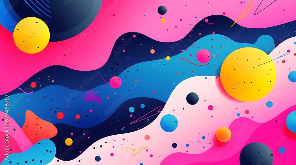Vibrant Abstract Cosmic Landscape with Colorful Shapes