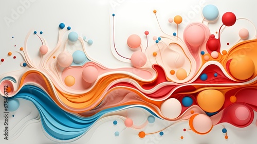 Abstract Colorful Wavy Layers with 3D Spheres
