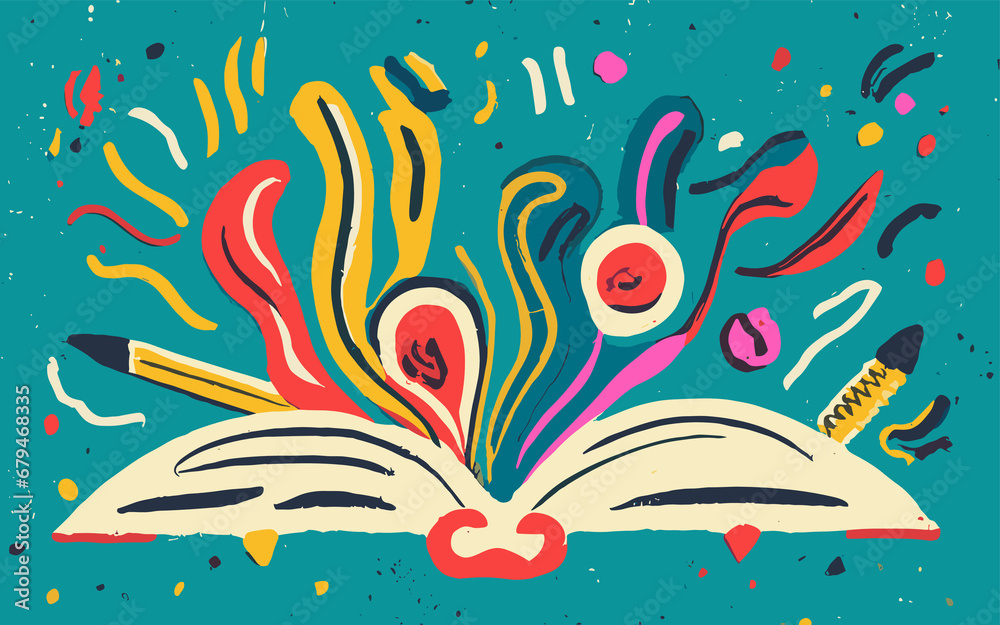 Vibrant Pages: An Illustration of Colorful Books Bringing Stories to Life in a Rainbow of Hues