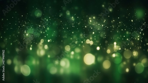 Abstract dark green bokeh Christmas background © tashechka