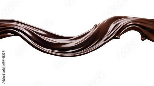 Thick dark chocolate liquid flowing with a curve isolated