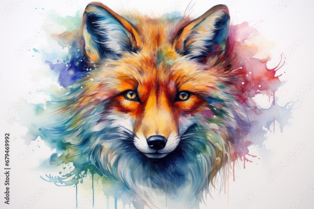 Fototapeta premium watercolor Fox Hand painted Watercolor illustration of Fox