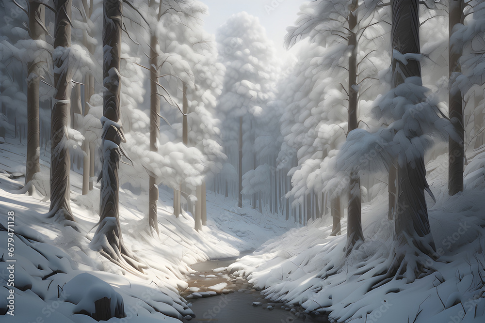 Fototapeta premium Snowy forest