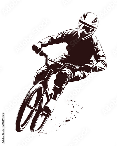 Illustration of BMX racing bicycles in an extreme sport silhouette, emphasizing the concept of extreme sports