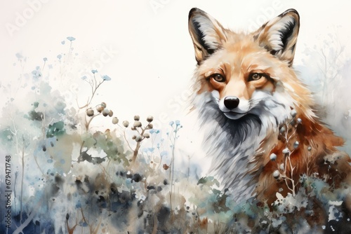 watercolor Fox Hand painted Watercolor illustration of Fox