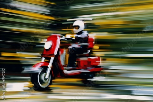 Motorcycle in motion blur, Blurred abstract background, Motion effect © Cuong