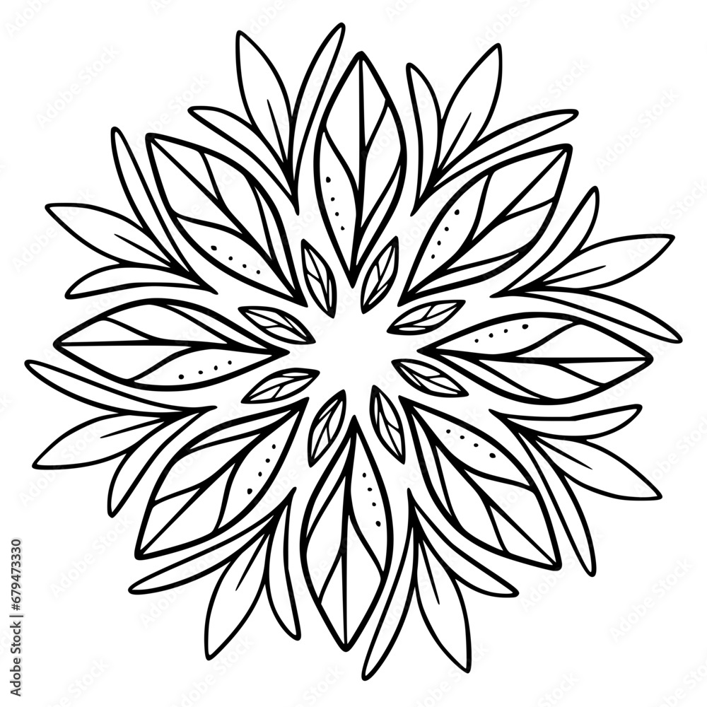 Fototapeta premium black and white flower isolated, Decoration ornamental Element