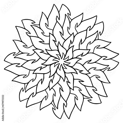 black and white flower isolated  Decoration ornamental Element