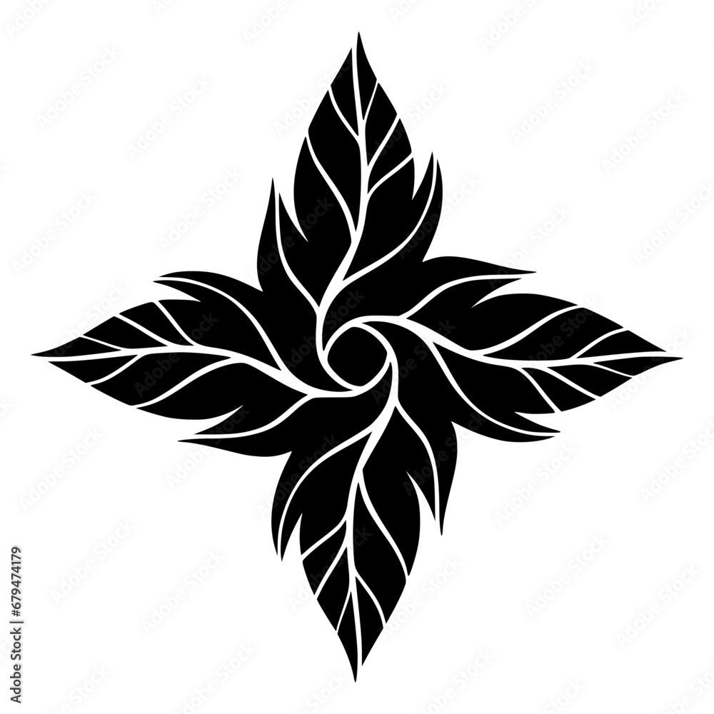 Obraz premium black and white flower isolated, Decoration ornamental Element