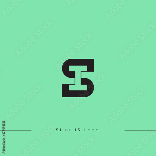 SI or IS letter logo design icon clean and minimal