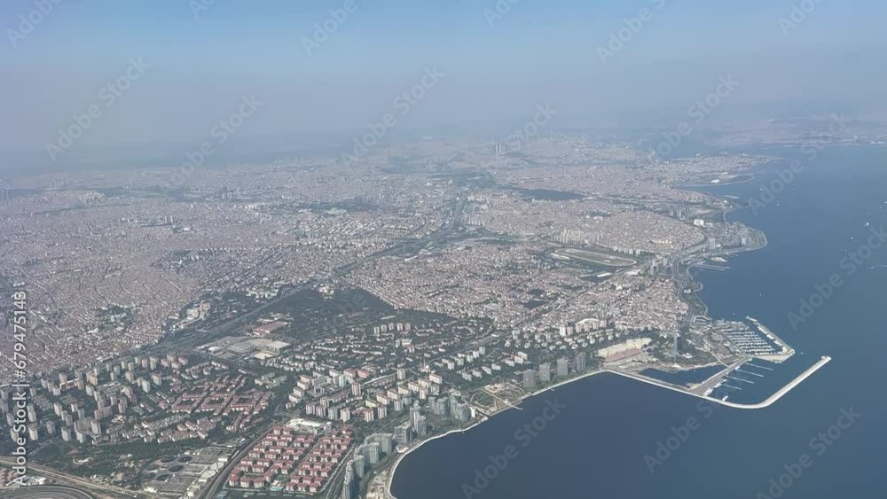 Aerial view of the European side of Istanbul from an airplane Aerial view of the European side of Istanbul from an airplane