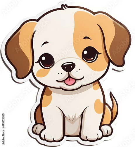Adorable Cartoon Puppy Sitting on a Transparent Background, Ideal for Children's Print on Demand Products, Engaging and Friendly Pet Illustration Perfect for Kids' Merchandise