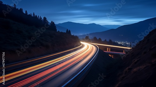 Lights of cars with night. long exposure photo taken in China. photo