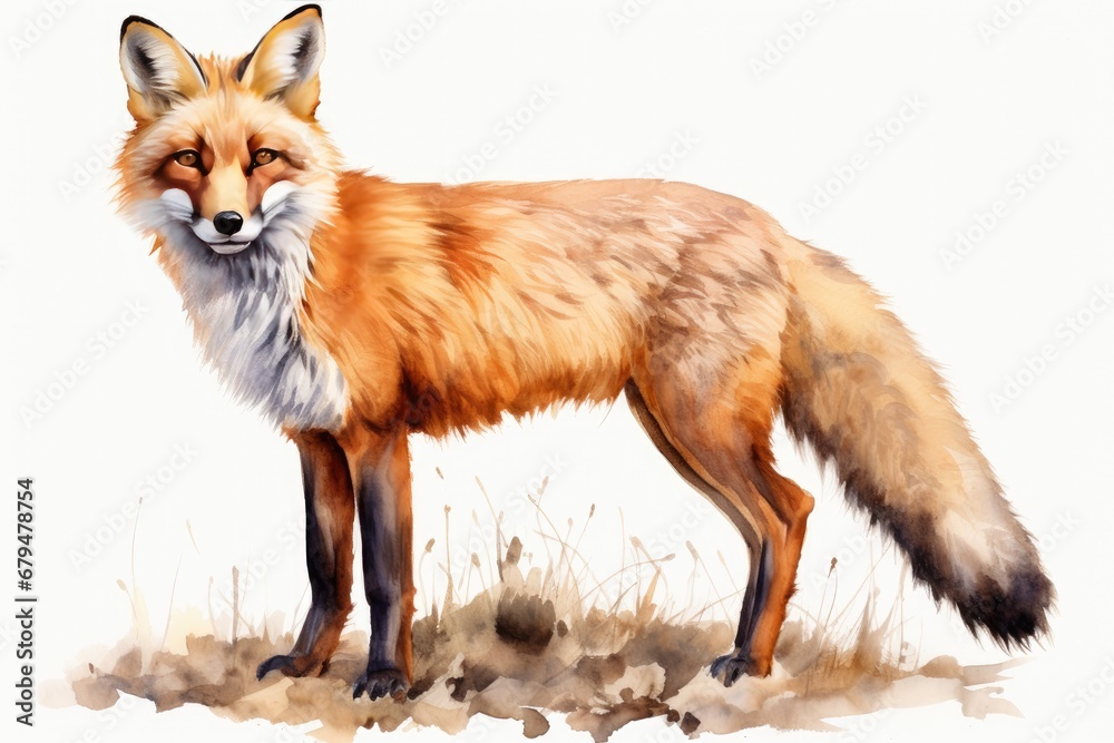 Fototapeta premium watercolor Fox Hand painted Watercolor illustration of Fox