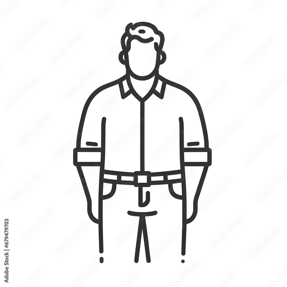 man standing confidently, in a simple line art style