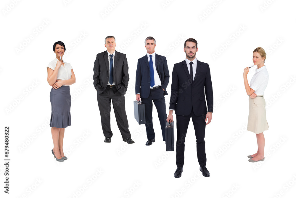 Digital png photo of diverse male and female businessmen standing on transparent background Digital png photo of diverse male and female businessmen standing on transparent background
