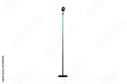 Digital png illustration of microphone on stand on transparent background