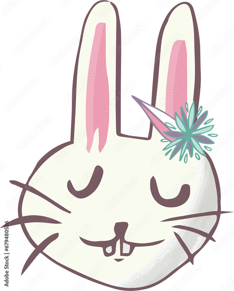 Fototapeta premium Digital png illustration of smiley beige bunny on transparent background