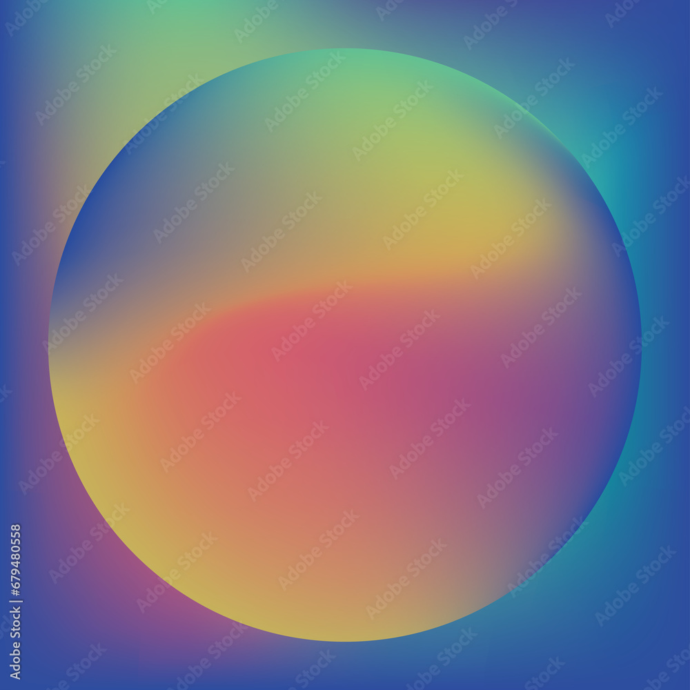 Digital png illustration of colourful gradient square with circle on transparent background