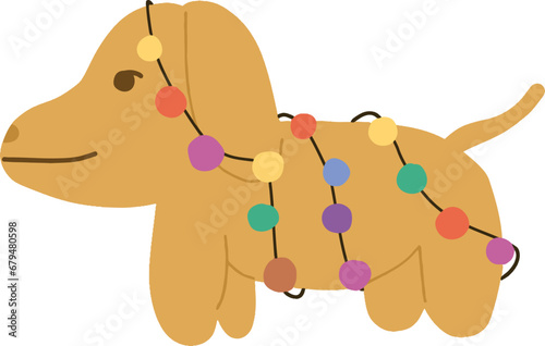 silly dog cartoon with colorful lamps wrap around