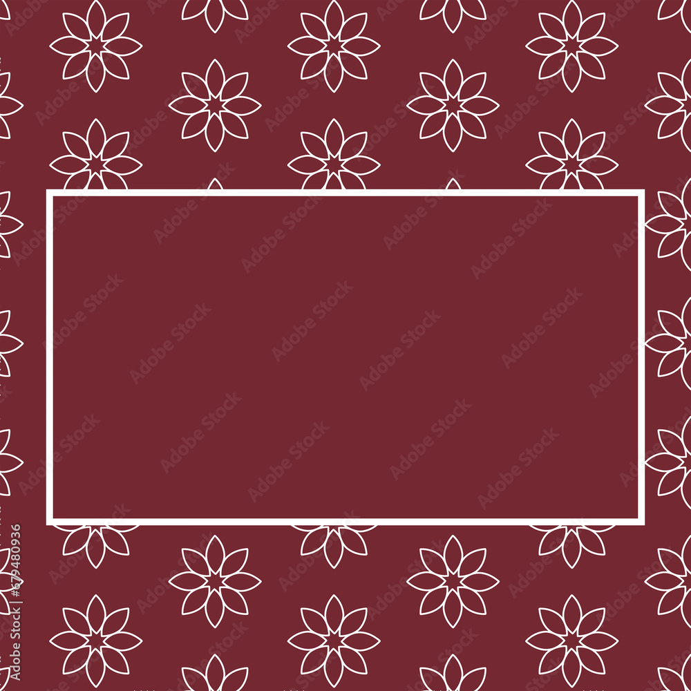 Digital png illustration of claret card with white flowers and rectangle on transparent background
