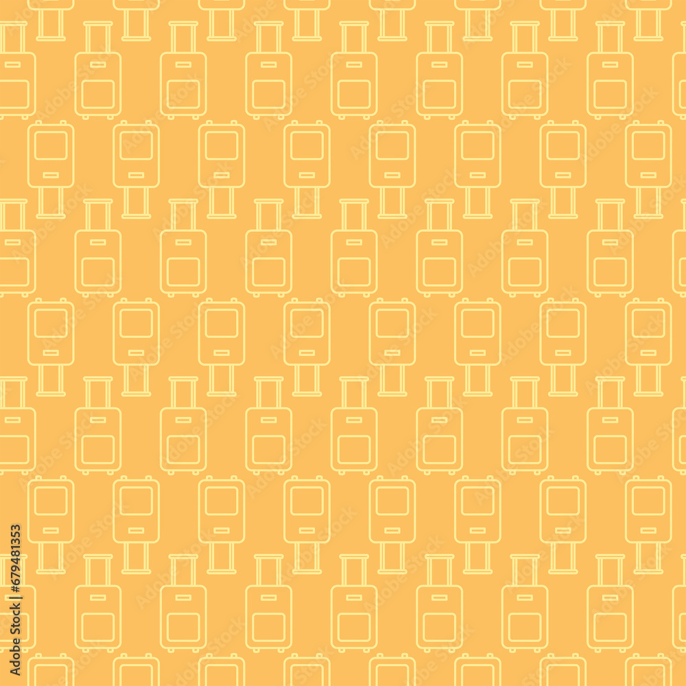 Digital png illustration of yellow suitcases repeated on orange background Digital png illustration of yellow suitcases repeated on orange background